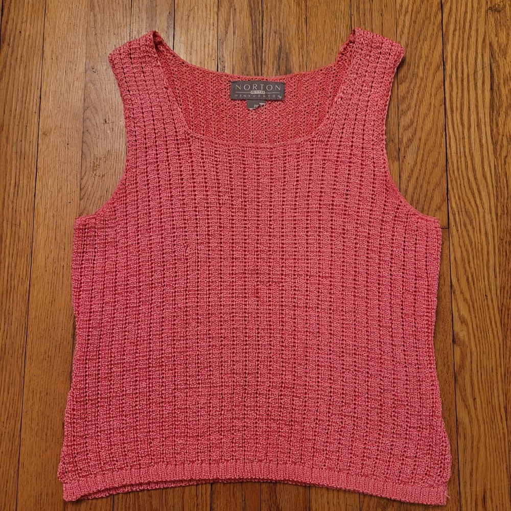 Norton PXL Coral Knit Tank Top Sleeveless Scoop Neck Casual Beach Coquette Boho
